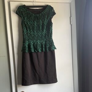 Connected Apparel Green and Black Dress